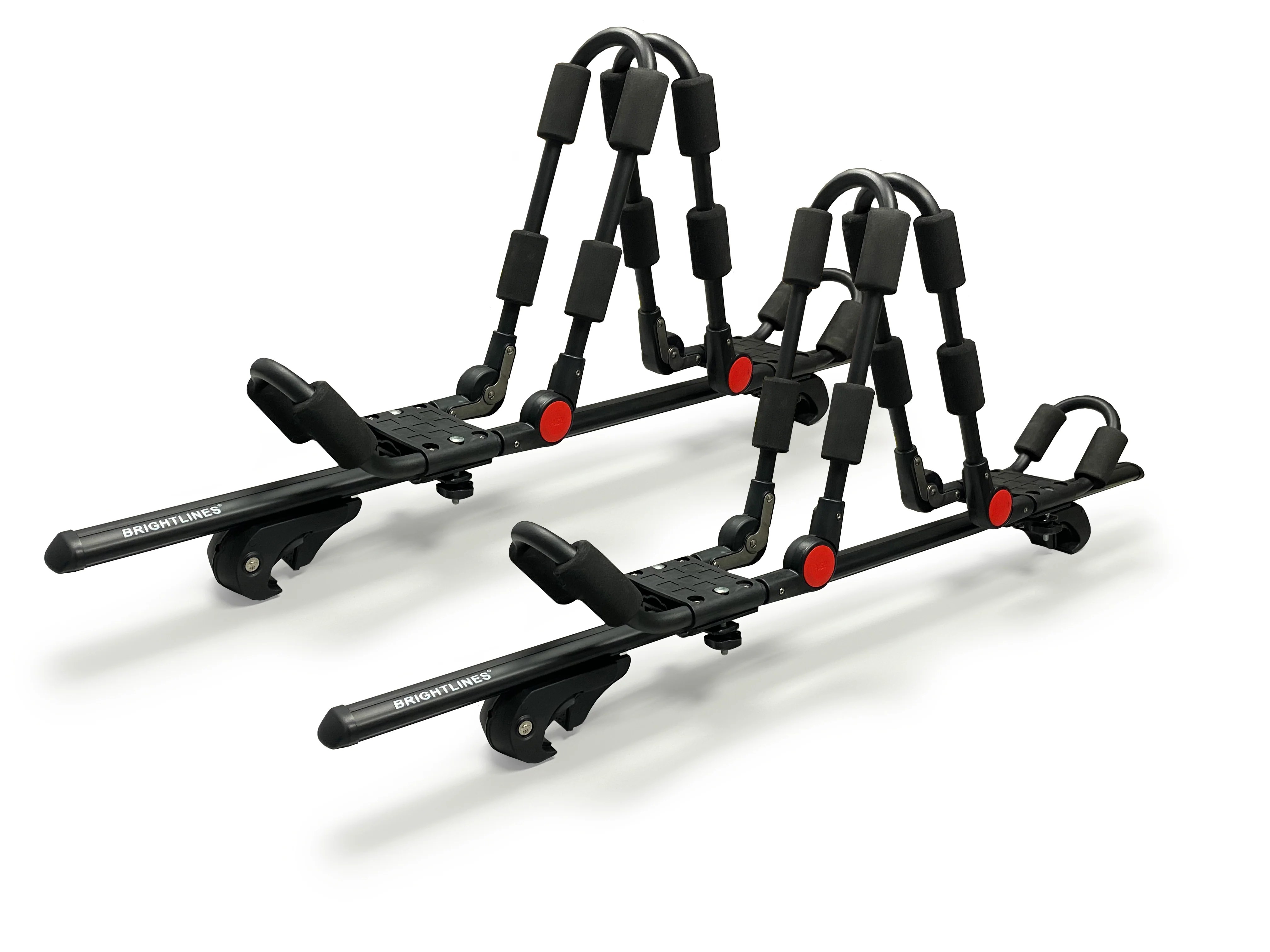 BRIGHTLINES 53" All Black Lockable Universal Cross Bars + Two Pairs Foldable Kayak Racks