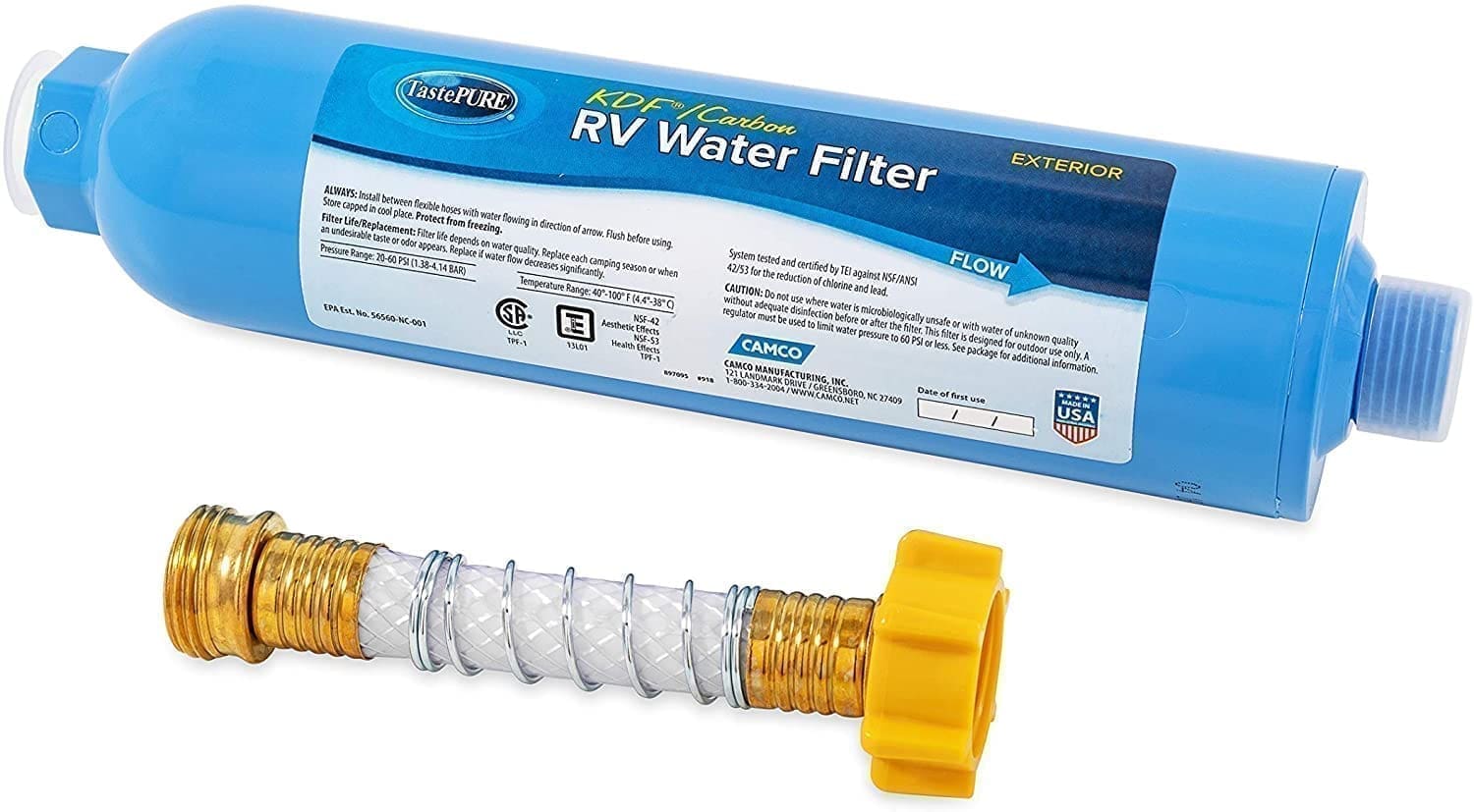Camco TastePURE RV Water Filter with Hose Protector (40043)