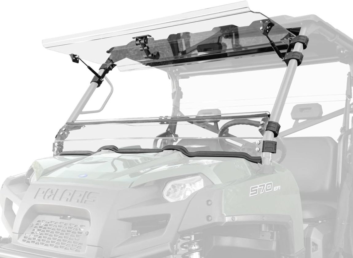 SuperATV 1/4" Polycarbonate Flip Windshield for Polaris Ranger