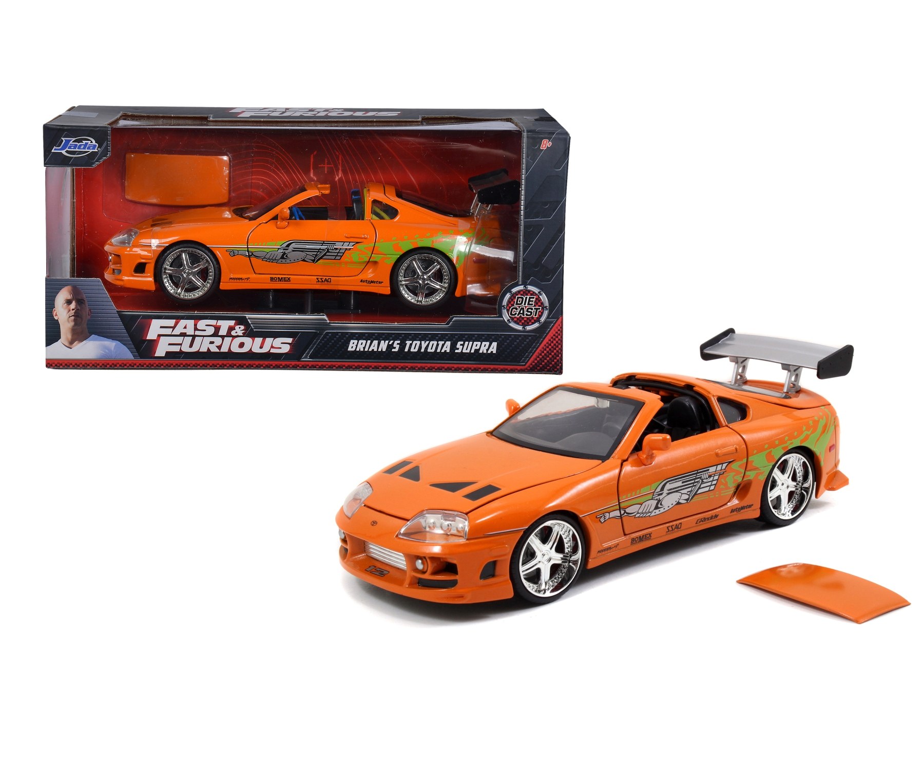 Jada Toys Fast & Furious 1:24 Brian's Toyota Supra Die-cast Car, Orange