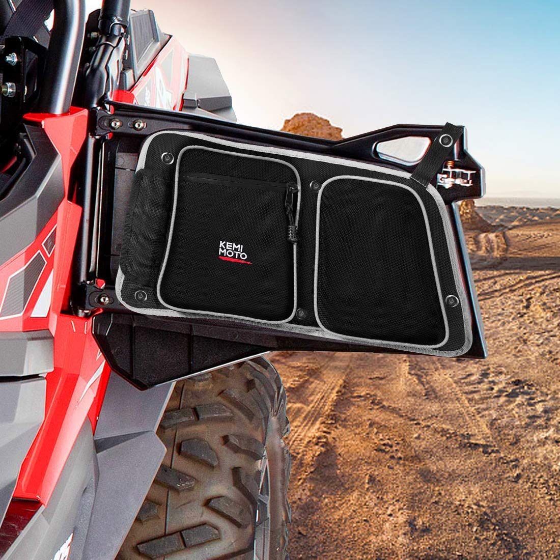 KEMIMOTO RZR Door Bags — with Removable Knee Pad