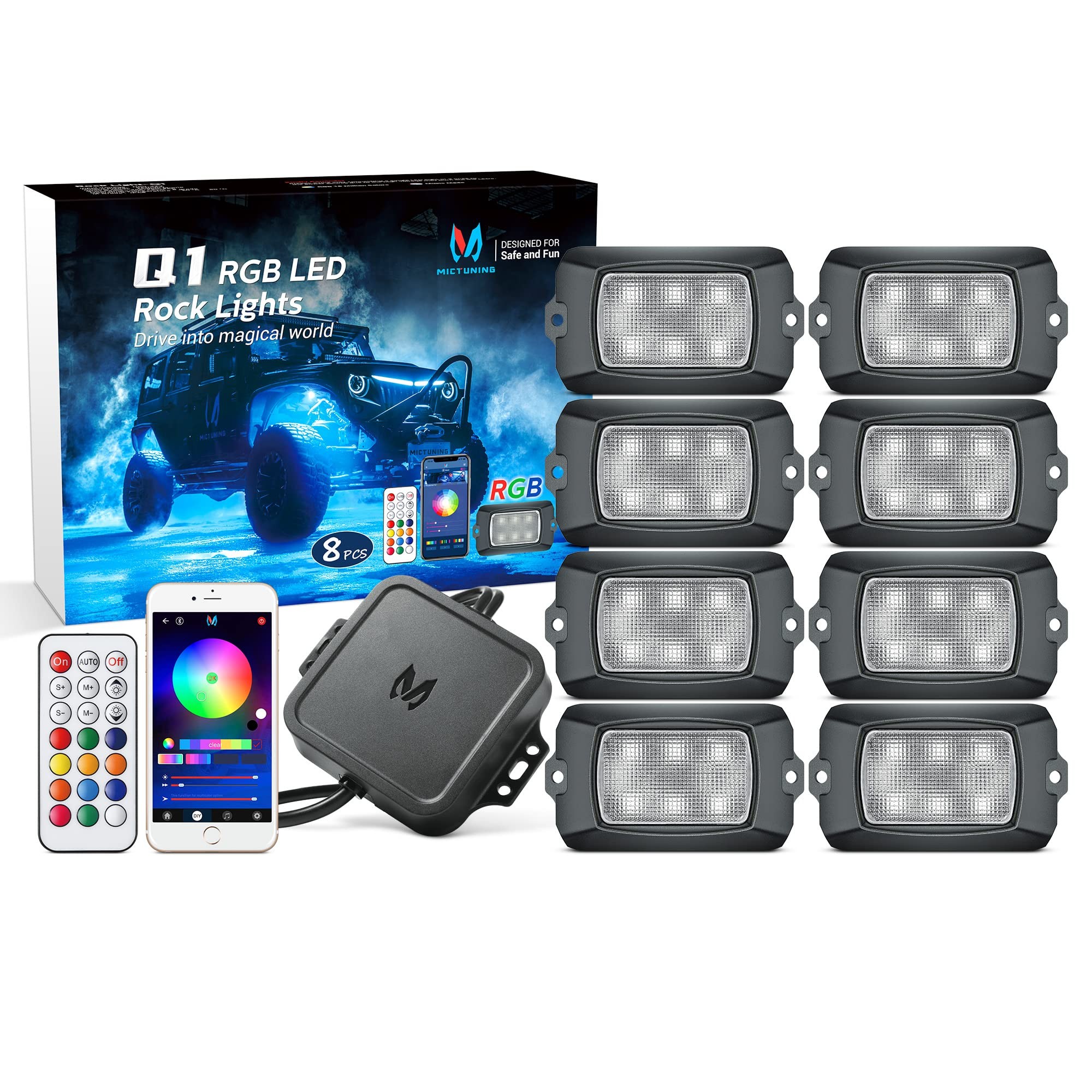 MICTUNING RGB LED Rock Lights — 8 Pods