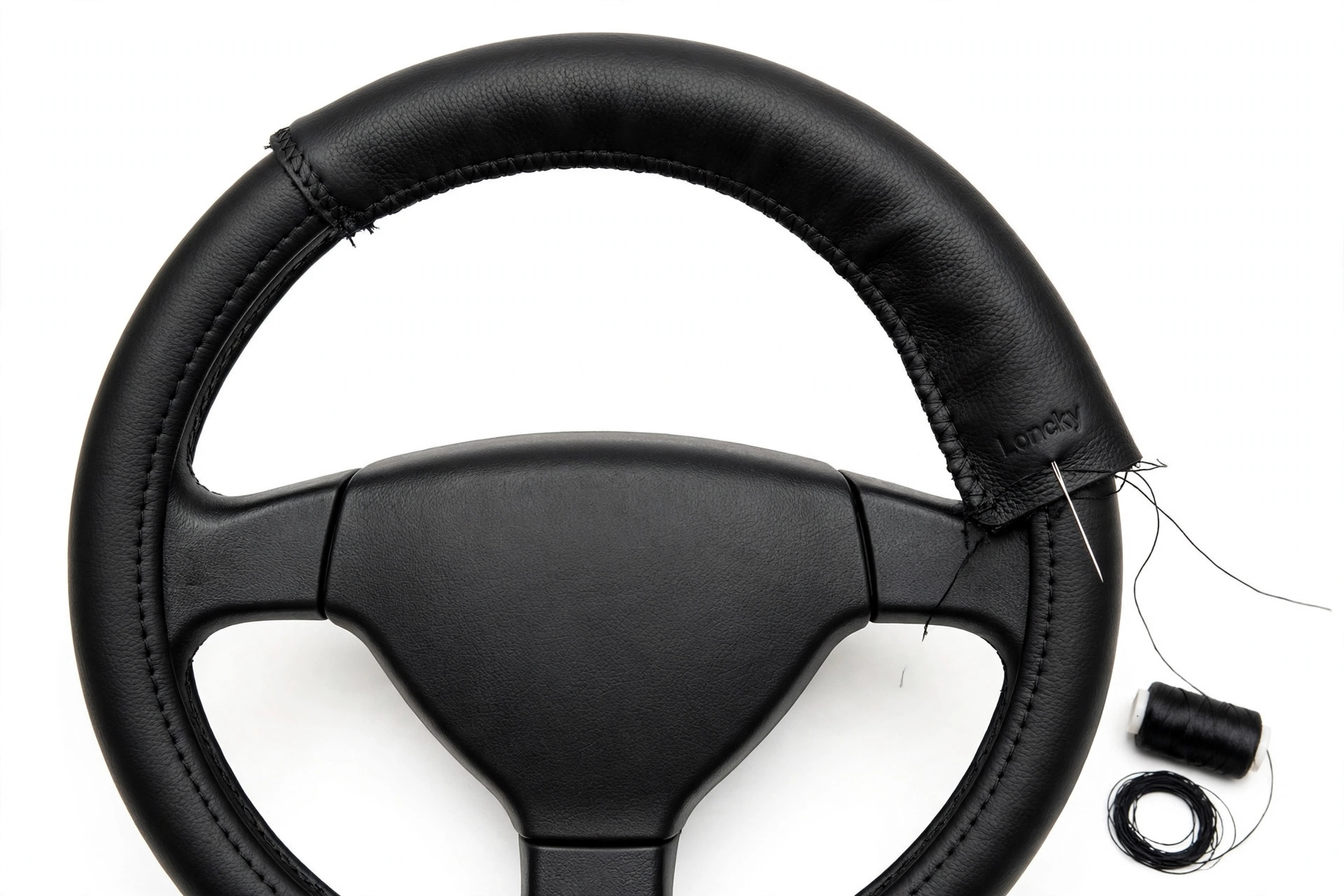 Loncky Stitch-On Leather Steering Wheel Cover