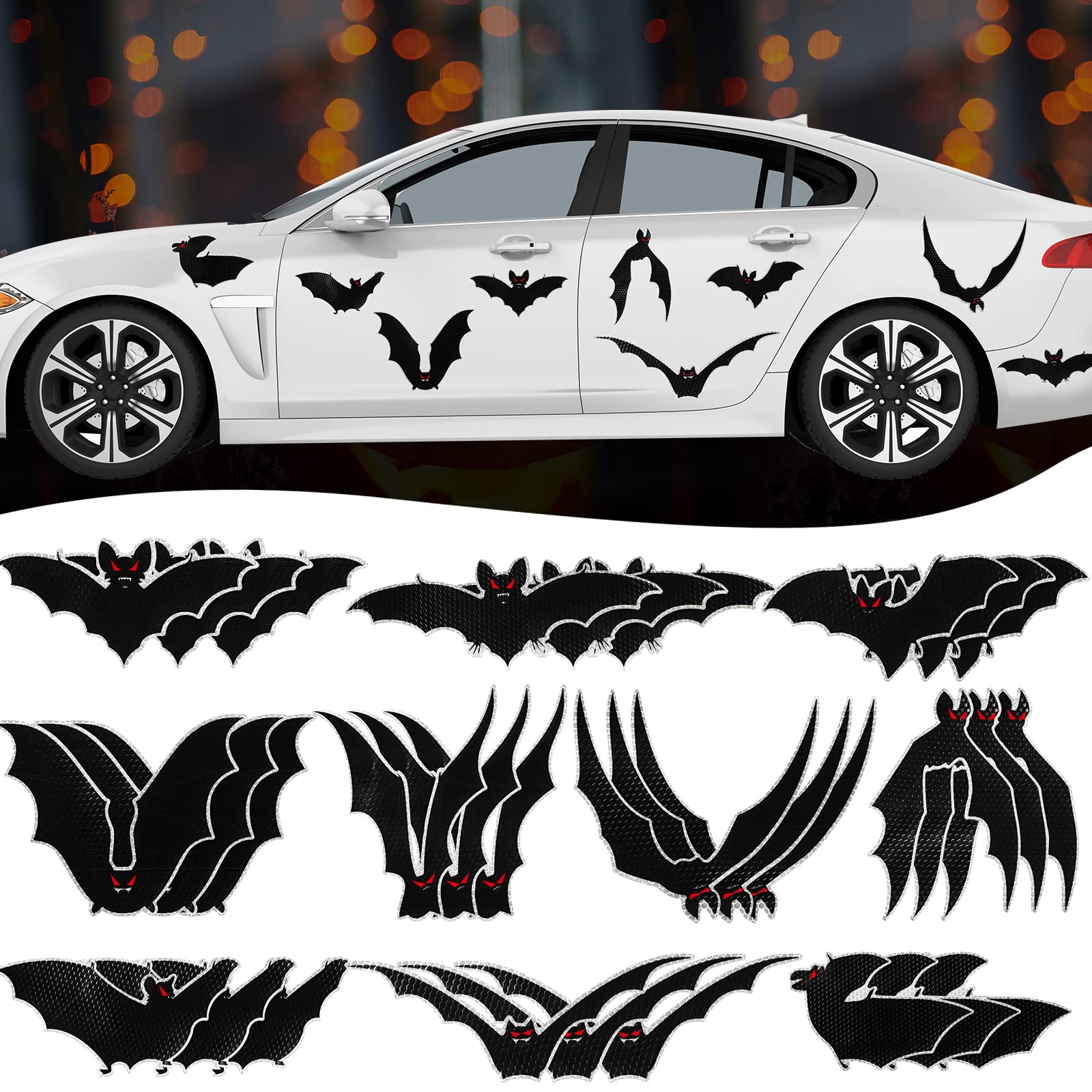 Halloween Magnetic Car Decorations — Glowing-Eyes Bats