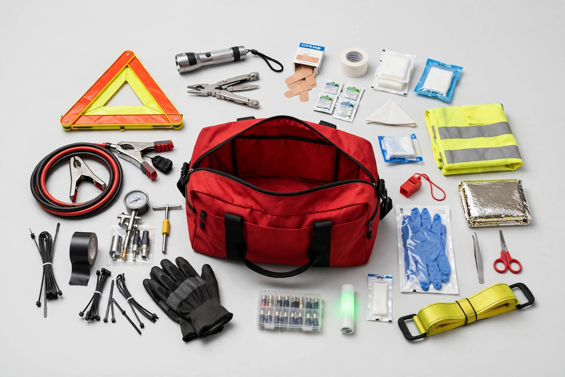 First Secure 90 Piece Car Emergency Roadside Kit