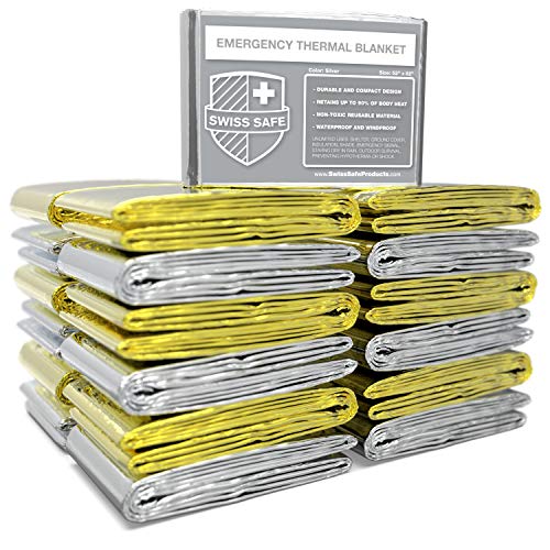 Swiss Safe Emergency Mylar Thermal Blankets (4-Pack)